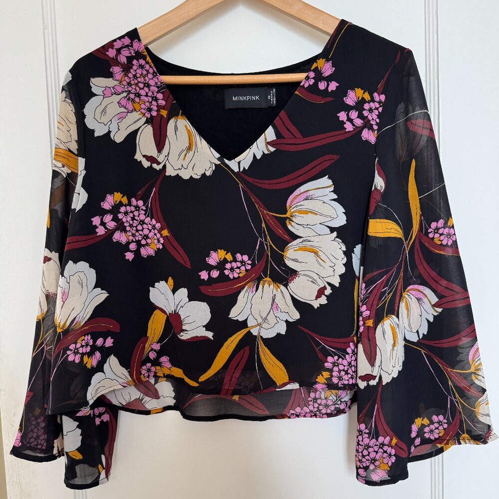 MinkPink XS Floral Crop Top